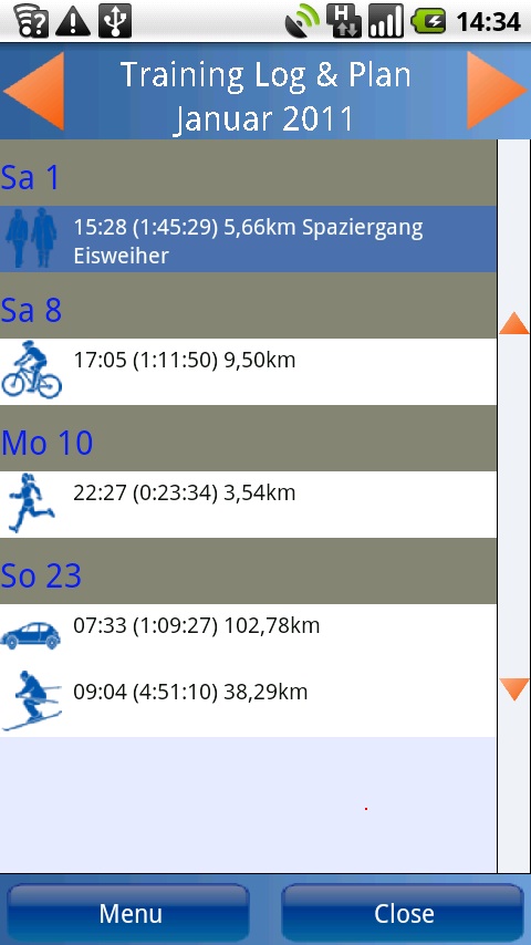Run.GPS Navigationsansicht mit Kompass, Richtungspfeil und Karte